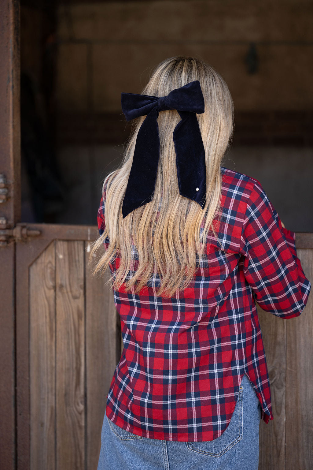 Navy Velvet Eldon Hair Bow